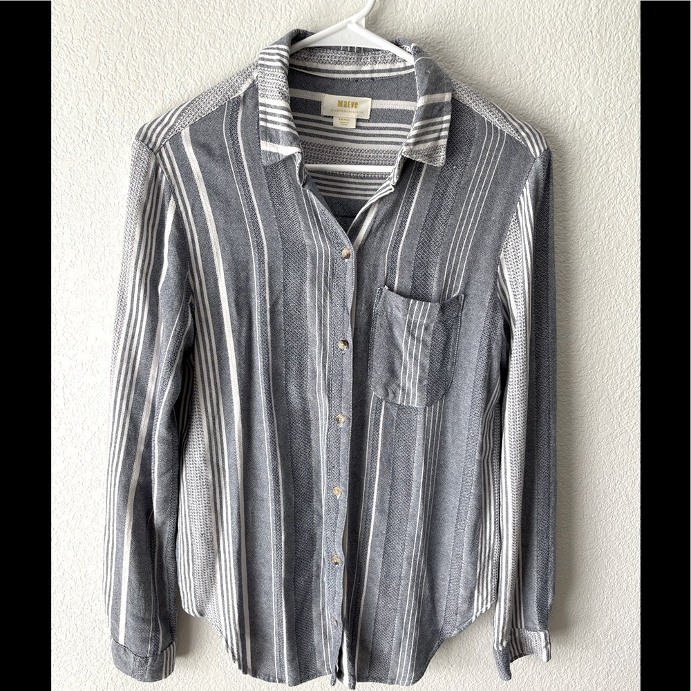 Maeve Anthropologie blouse blue and white size Sm